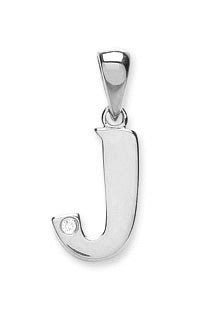 9ct White Gold Diamond "J" Initial Pendant - Samuel Perry