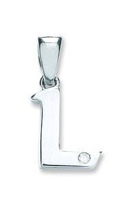 9ct White Gold Diamond "L" Initial Pendant - Samuel Perry