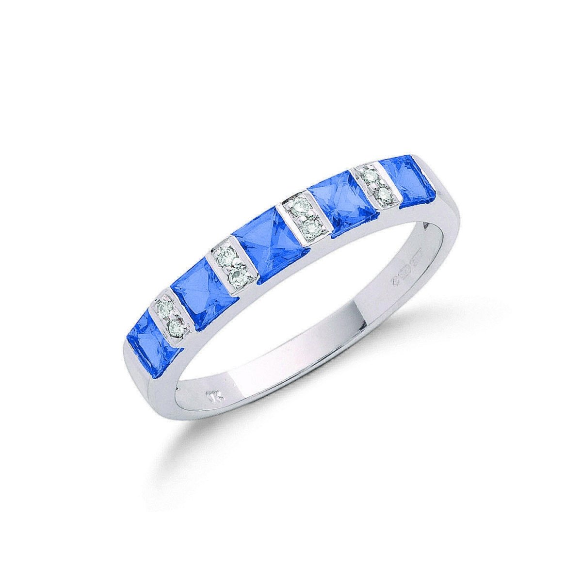 9ct White Gold Tanzanite & Diamond Ring - Samuel Perry