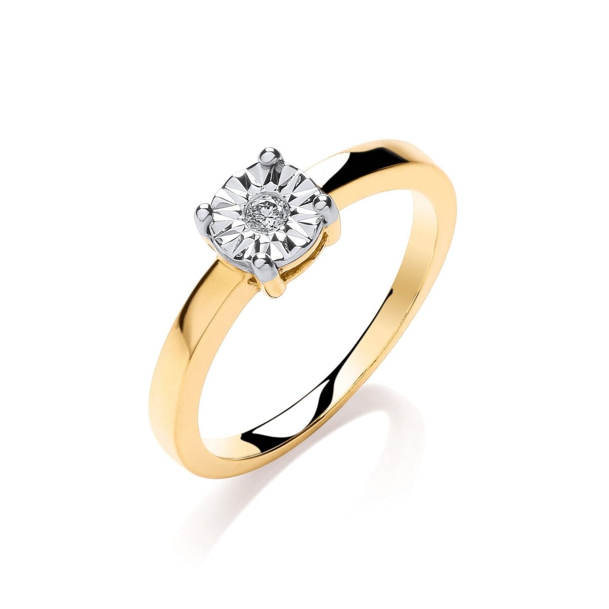 9ct Yellow Gold 0.05ct Diamond Solitaire Ring - Samuel Perry