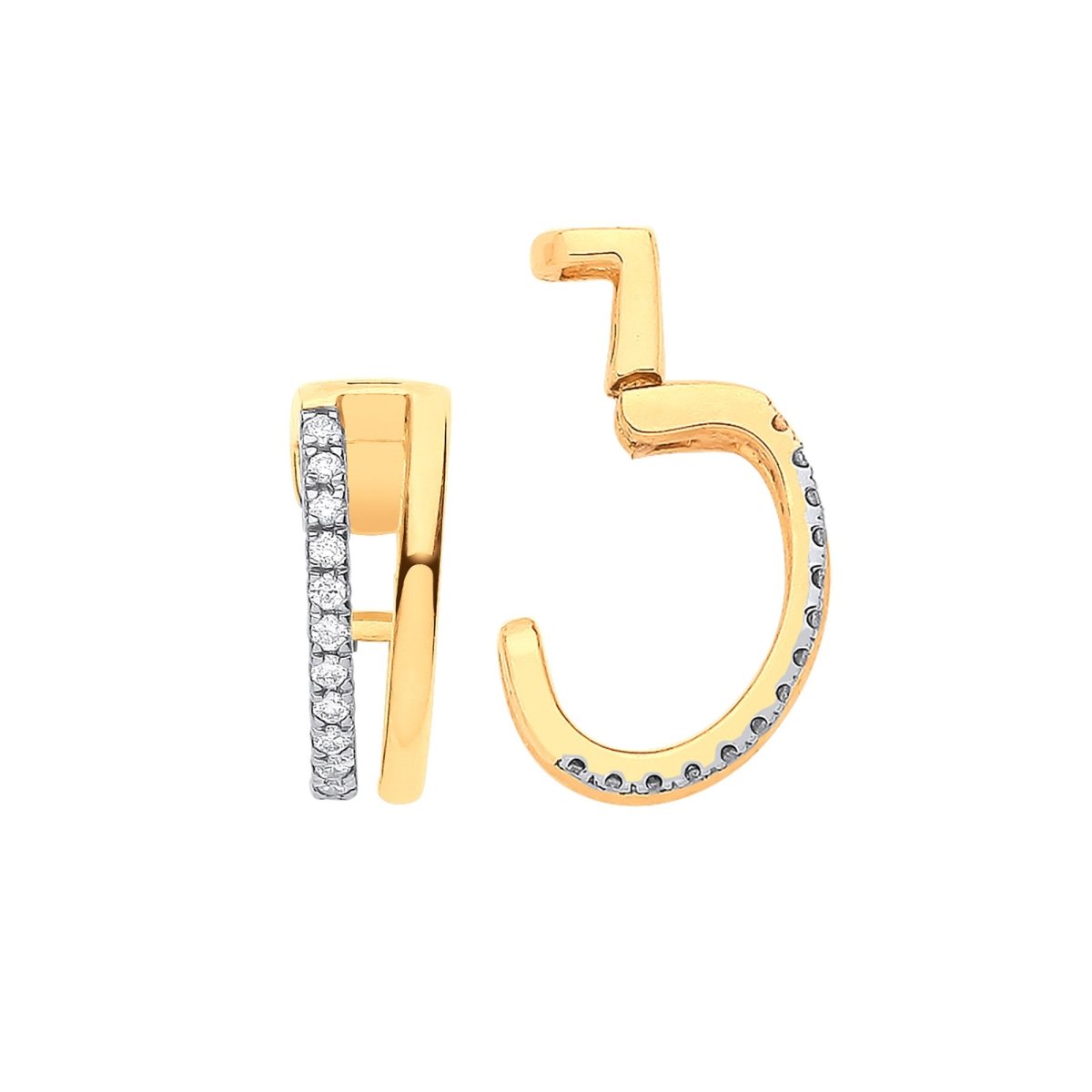 9ct Yellow Gold 0.08ct Diamond Single Cuff Earring - Samuel Perry