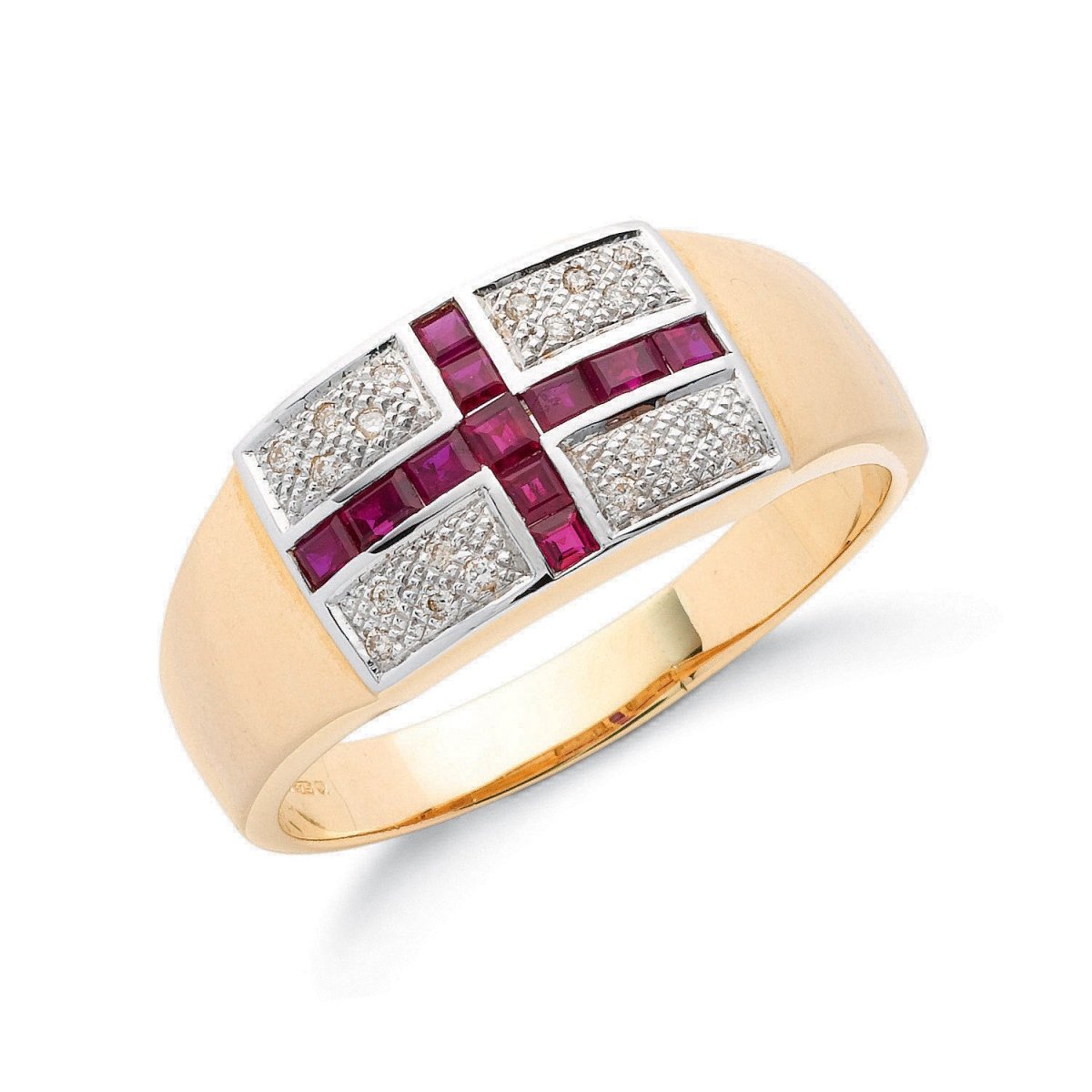 9ct Yellow Gold 0.10ct Diamond & 0.72ct Ruby Saint George Ring - Samuel Perry