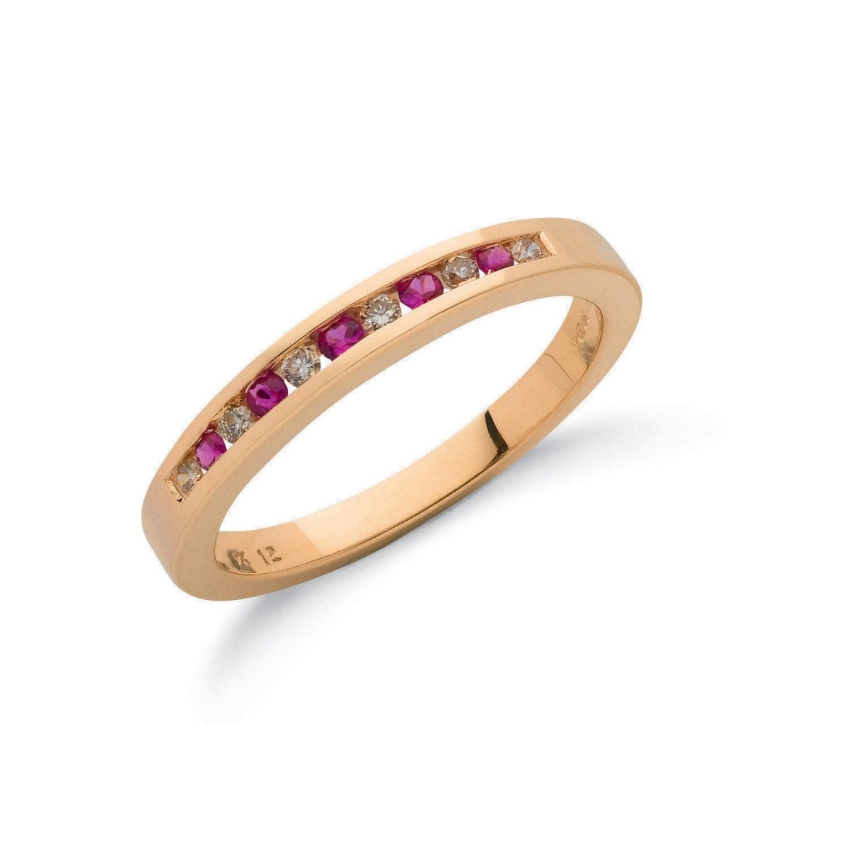 9ct Yellow Gold 0.12ct Diamond & 0.16ct Ruby Eternity Ring - Samuel Perry