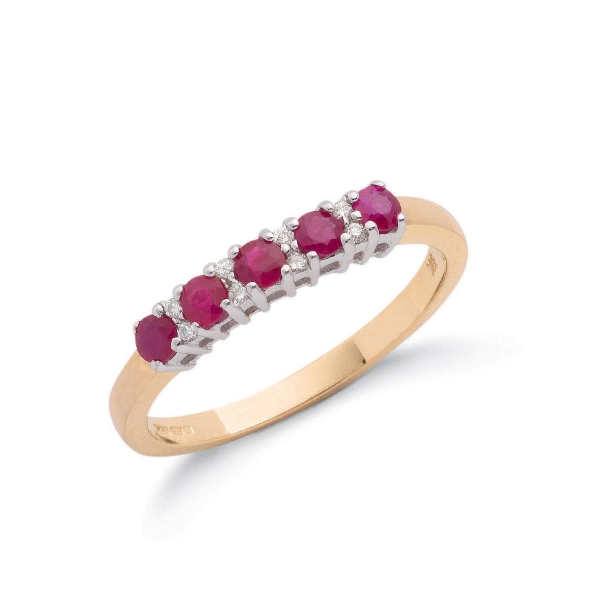 9ct Yellow Gold 0.15ct Diamond & 0.70ct Ruby Eternity Ring - Samuel Perry