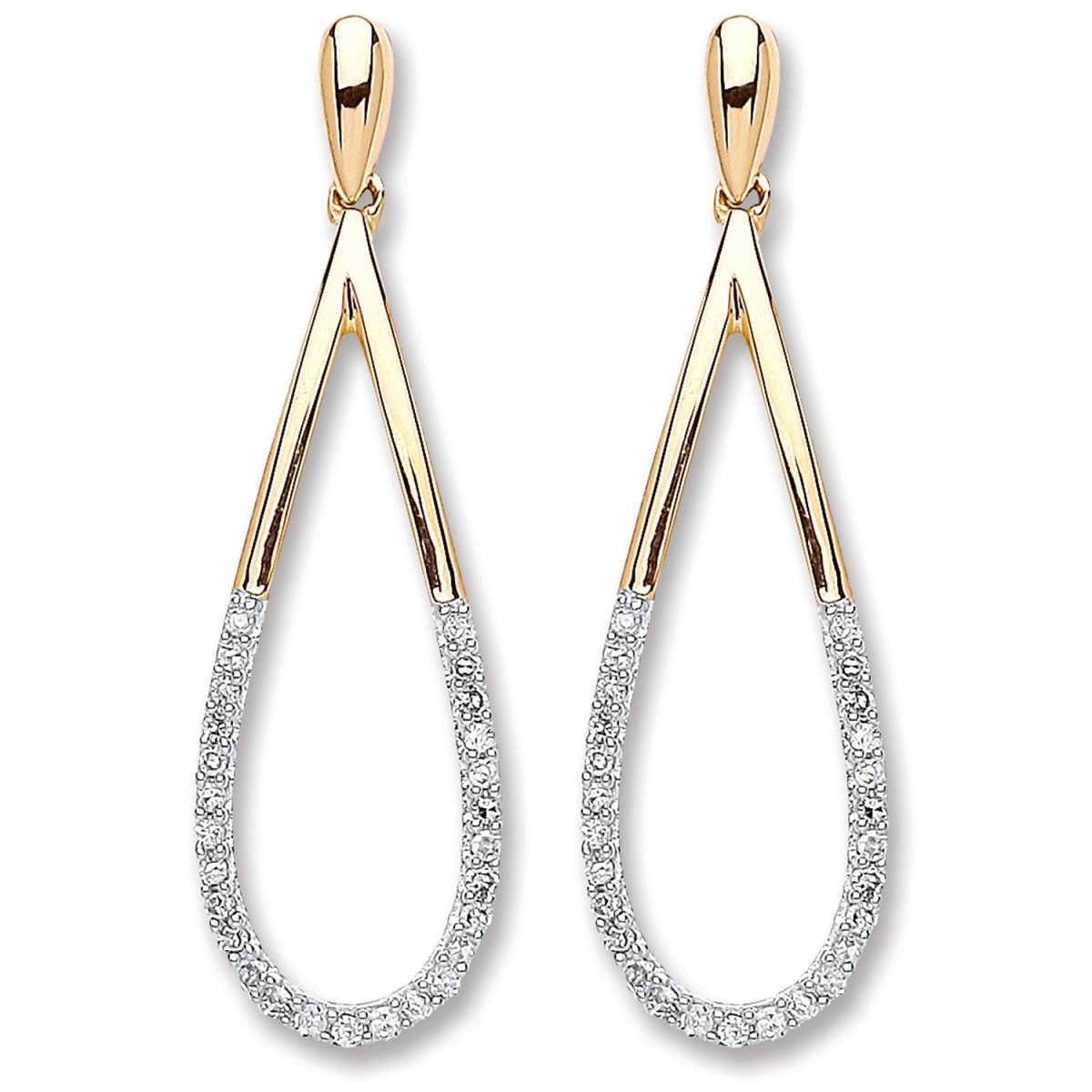 9ct Yellow Gold 0.15ct Diamond Drop Earrings - Samuel Perry