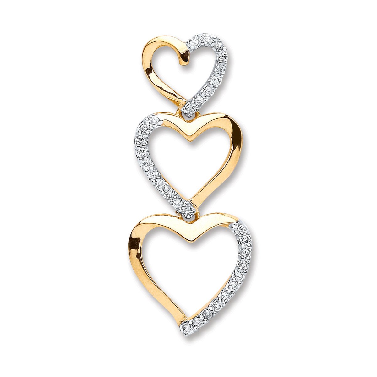 9ct Yellow Gold 0.15ct Diamond Heart Pendant - Samuel Perry
