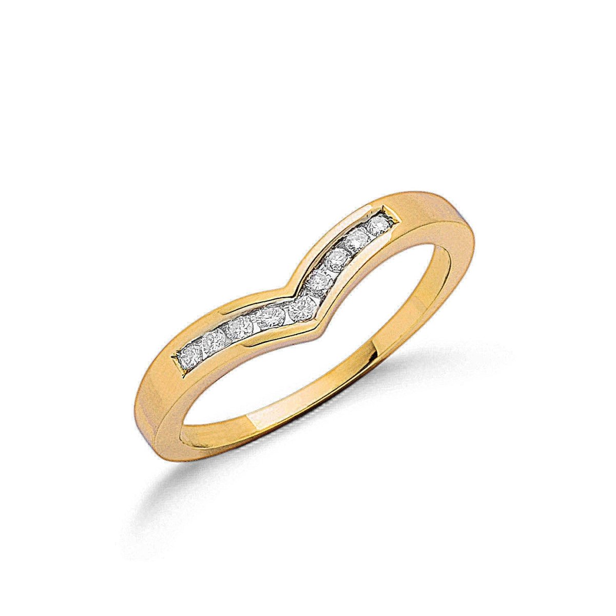 9ct Yellow Gold 0.15ct Diamond Wishbone Ring - Samuel Perry