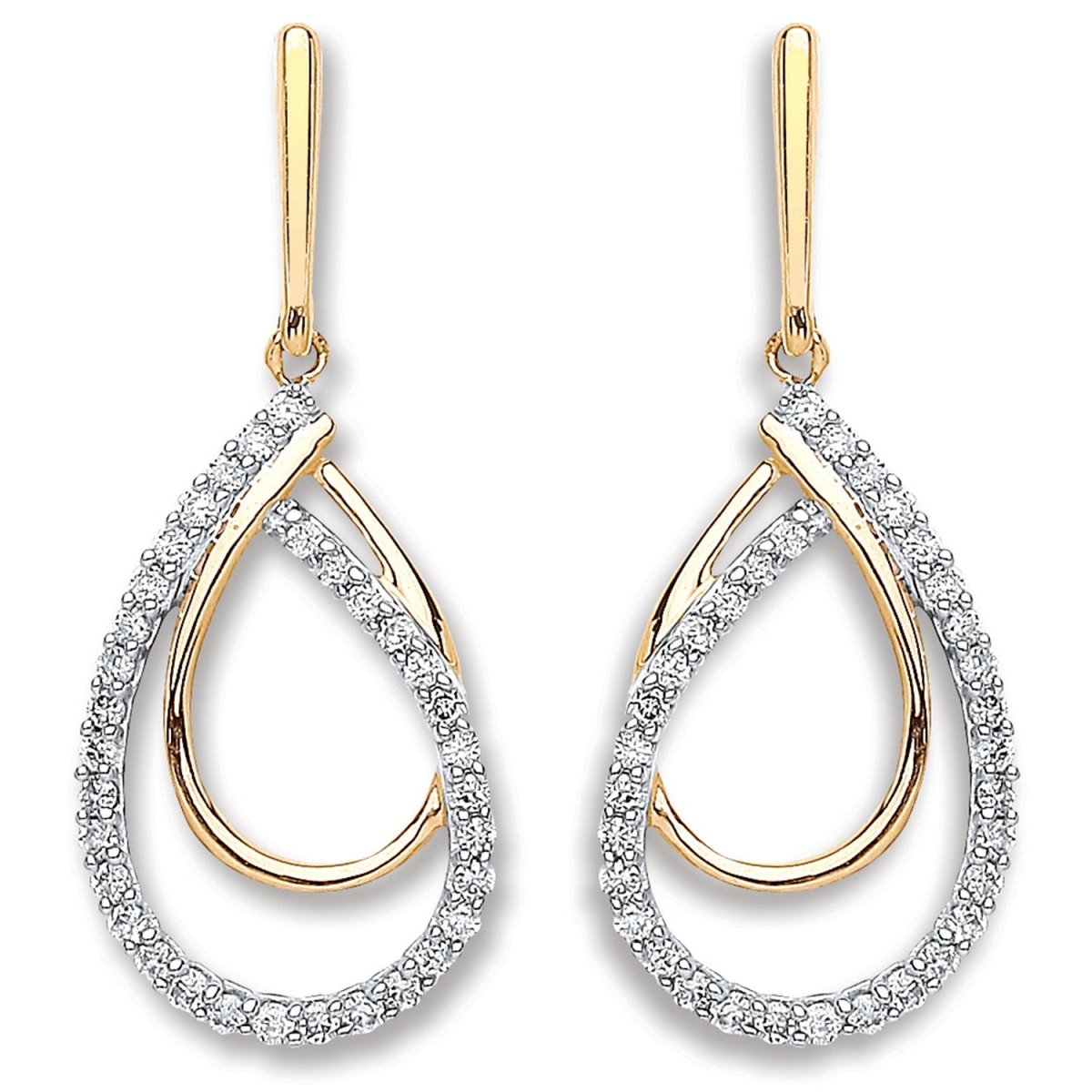 9ct Yellow Gold 0.20ct Diamond Drop Earrings - Samuel Perry