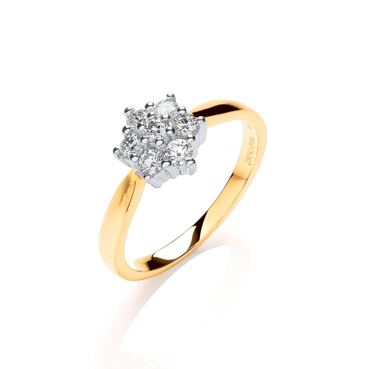 9ct Yellow Gold 0.33ctw Diamond 7 - Stone Cluster Ring - Samuel Perry