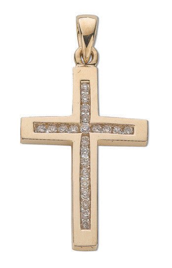 9ct Yellow Gold 0.35ct Diamond Cross Pendant - Samuel Perry