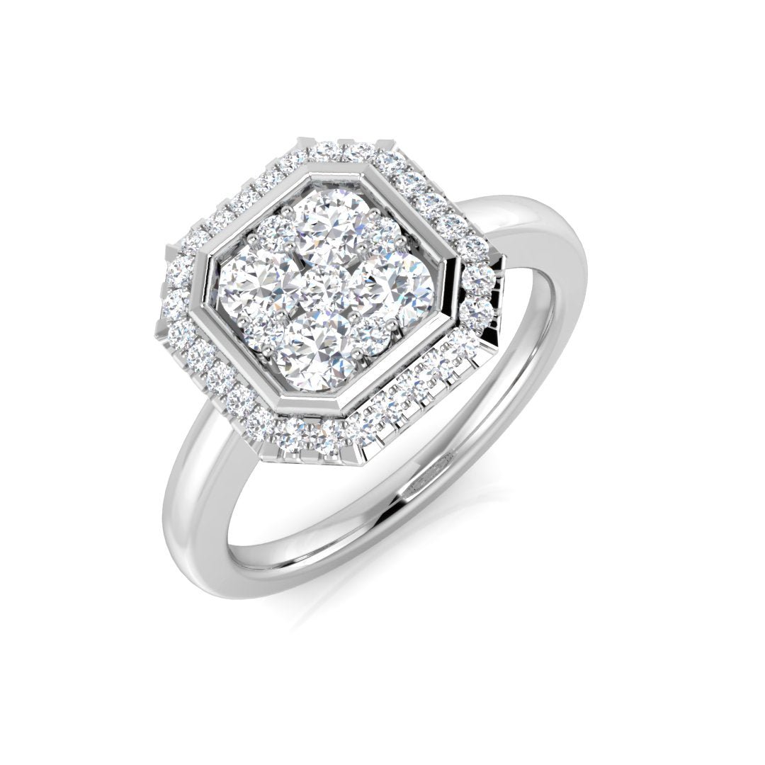 9ct Yellow Gold 0.59ct Lab Grown Diamond Octagonal Cluster Engagement Ring - Samuel Perry