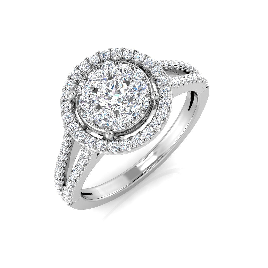 9ct Yellow Gold 0.62ct Lab Grown Diamond Cluster Engagement Ring - Samuel Perry