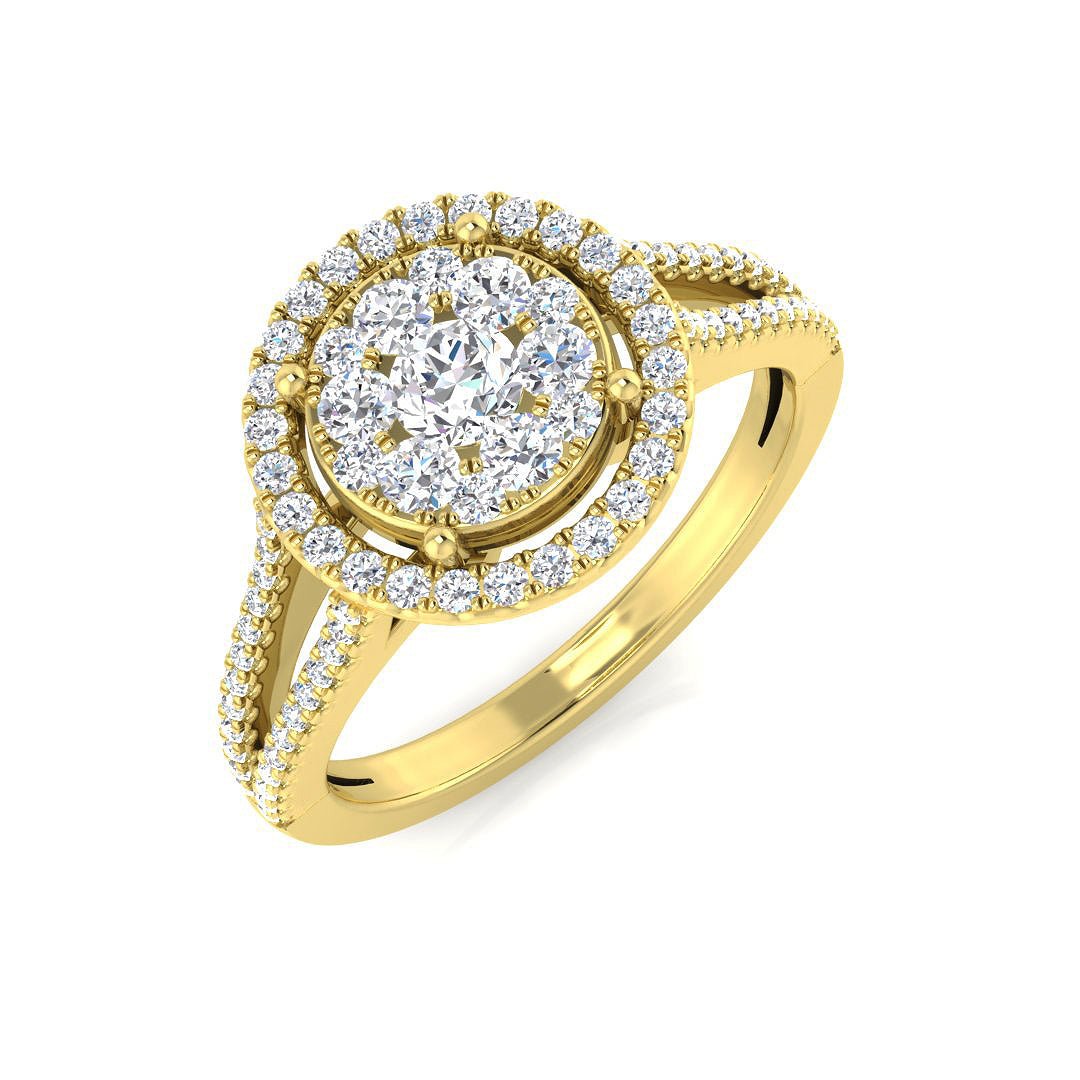 9ct Yellow Gold 0.62ct Lab Grown Diamond Cluster Engagement Ring - Samuel Perry