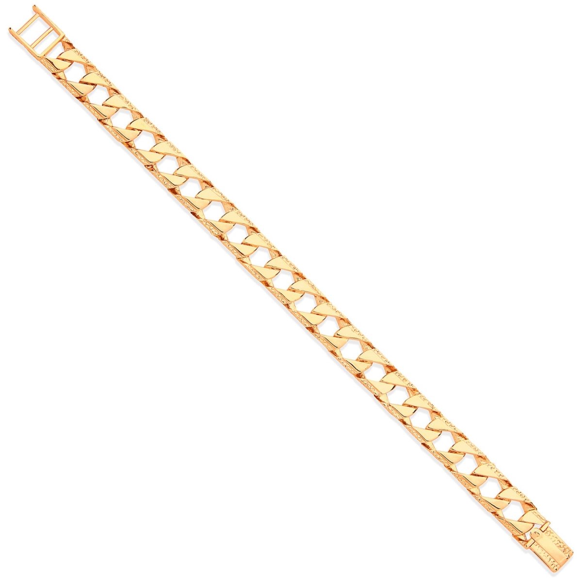 9ct Yellow Gold 11mm Grain Edge Bracelet - Samuel Perry