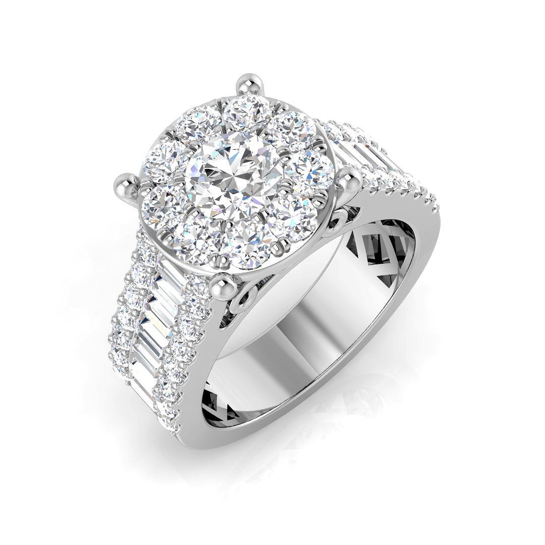 9ct Yellow Gold 3.19ct Lab Grown Diamond Baguette Cluster Engagement Ring - Samuel Perry