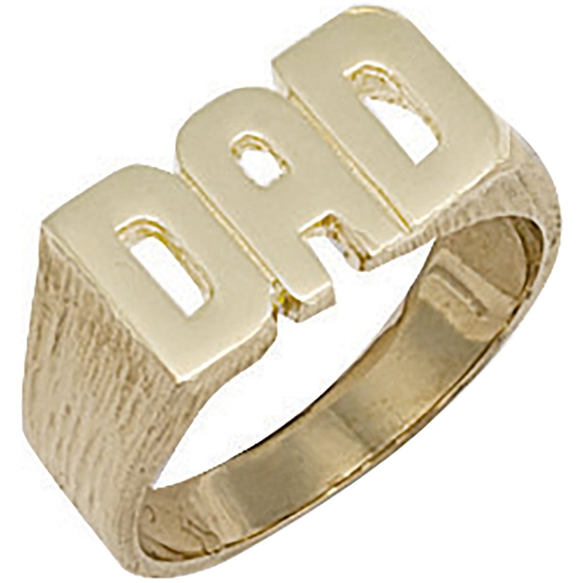 9ct Yellow Gold Barked Sides Dad Ring – Durable & Stylish - Samuel Perry