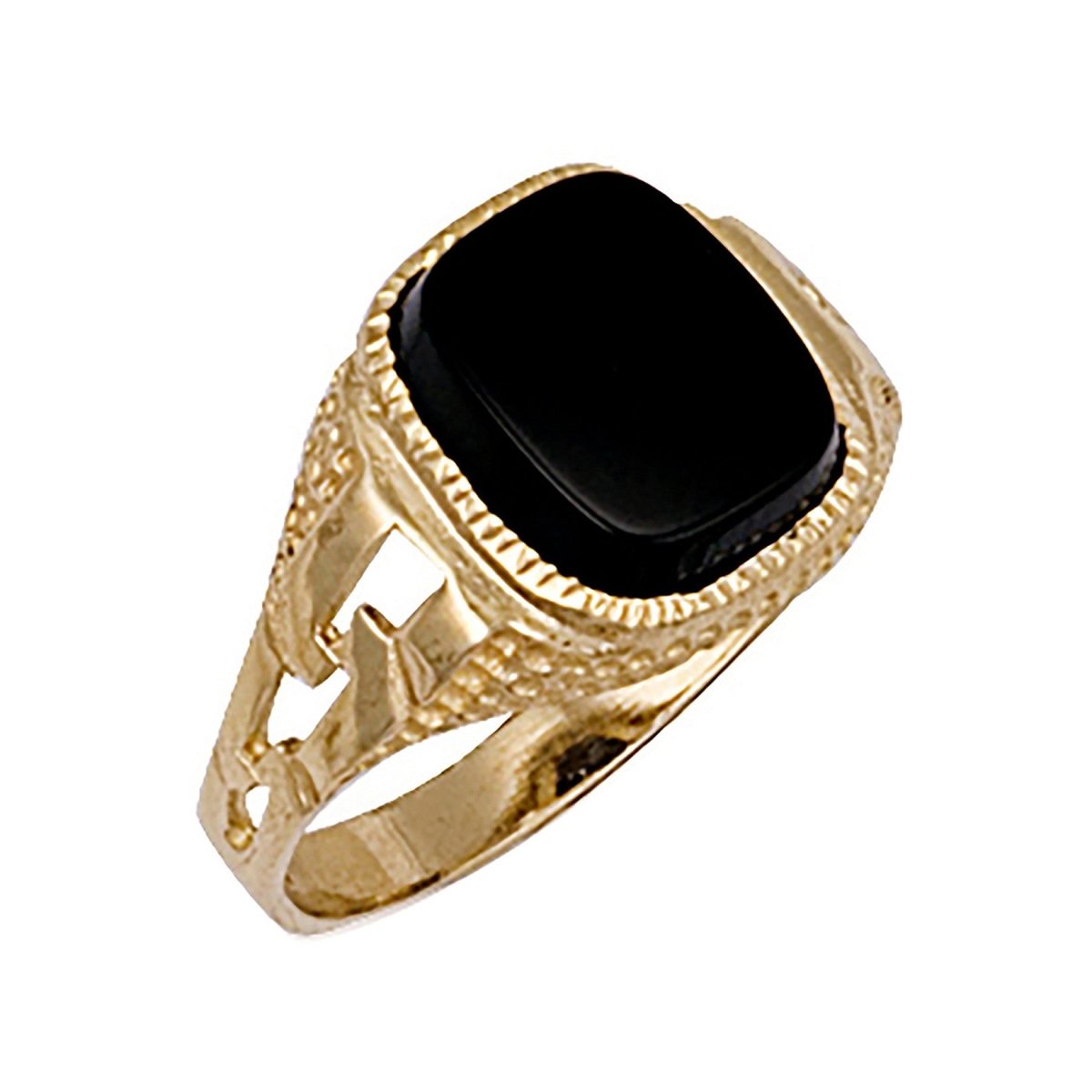 9ct Yellow Gold Black Stone ID Sides Ring – Bold & Elegant - Samuel Perry