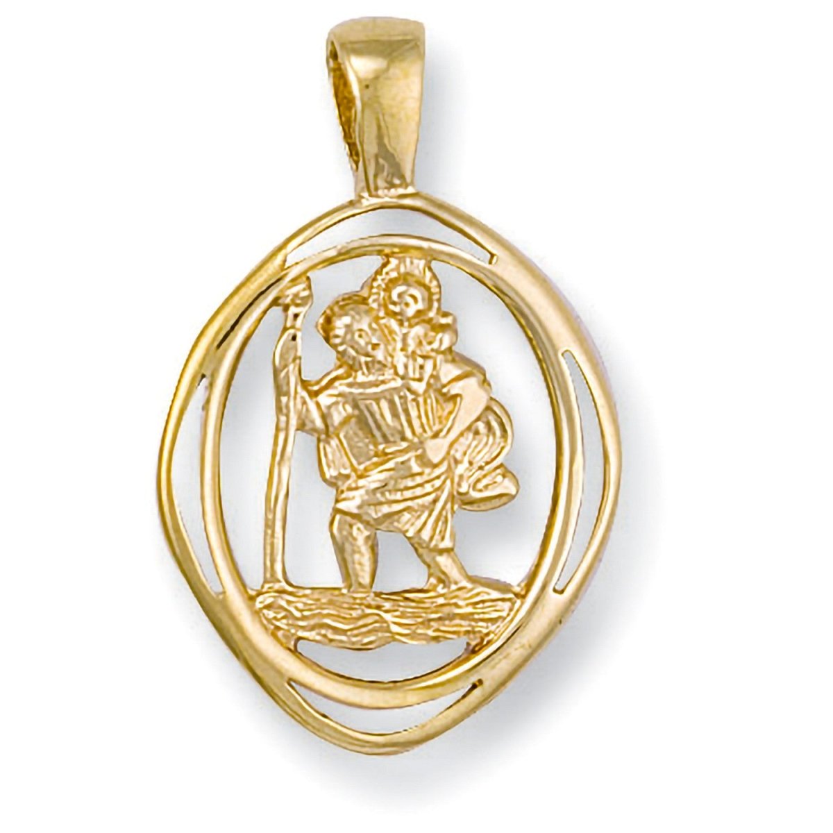 9ct Yellow Gold Cut Out St Christopher Pendant – Classic Protection - Samuel Perry