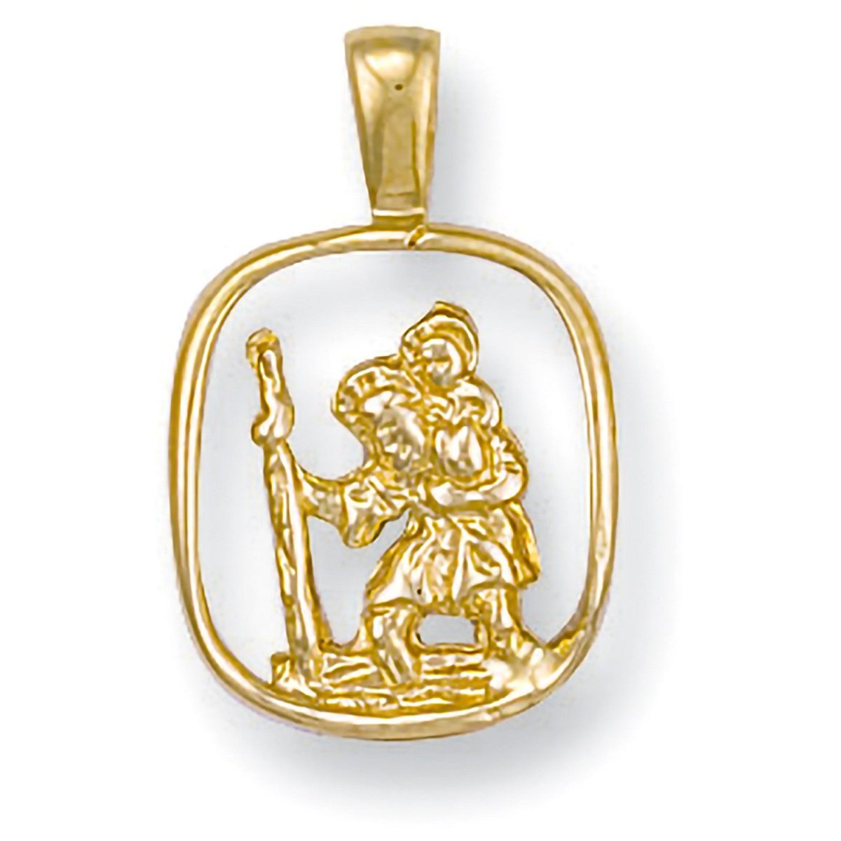 9ct Yellow Gold Cut Out St Christopher Pendant – Symbol of Protection - Samuel Perry