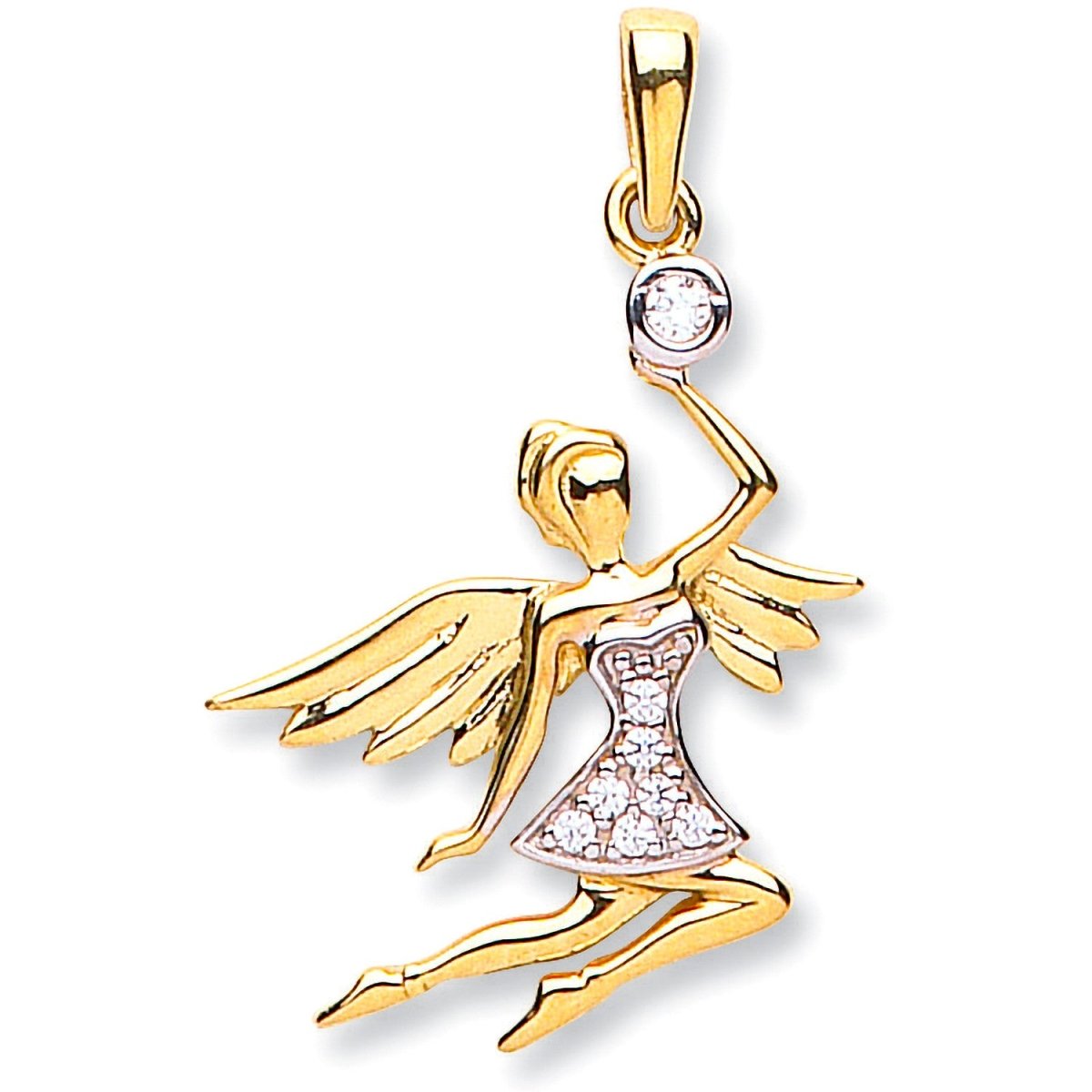 9ct Yellow Gold CZ Angel Pendant – Elegant & Timeless - Samuel Perry