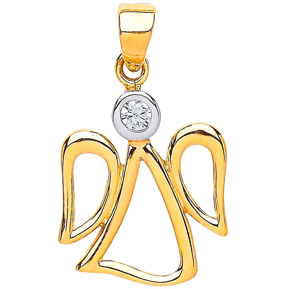 9ct Yellow Gold CZ Angel Pendant – Symbol of Protection - Samuel Perry