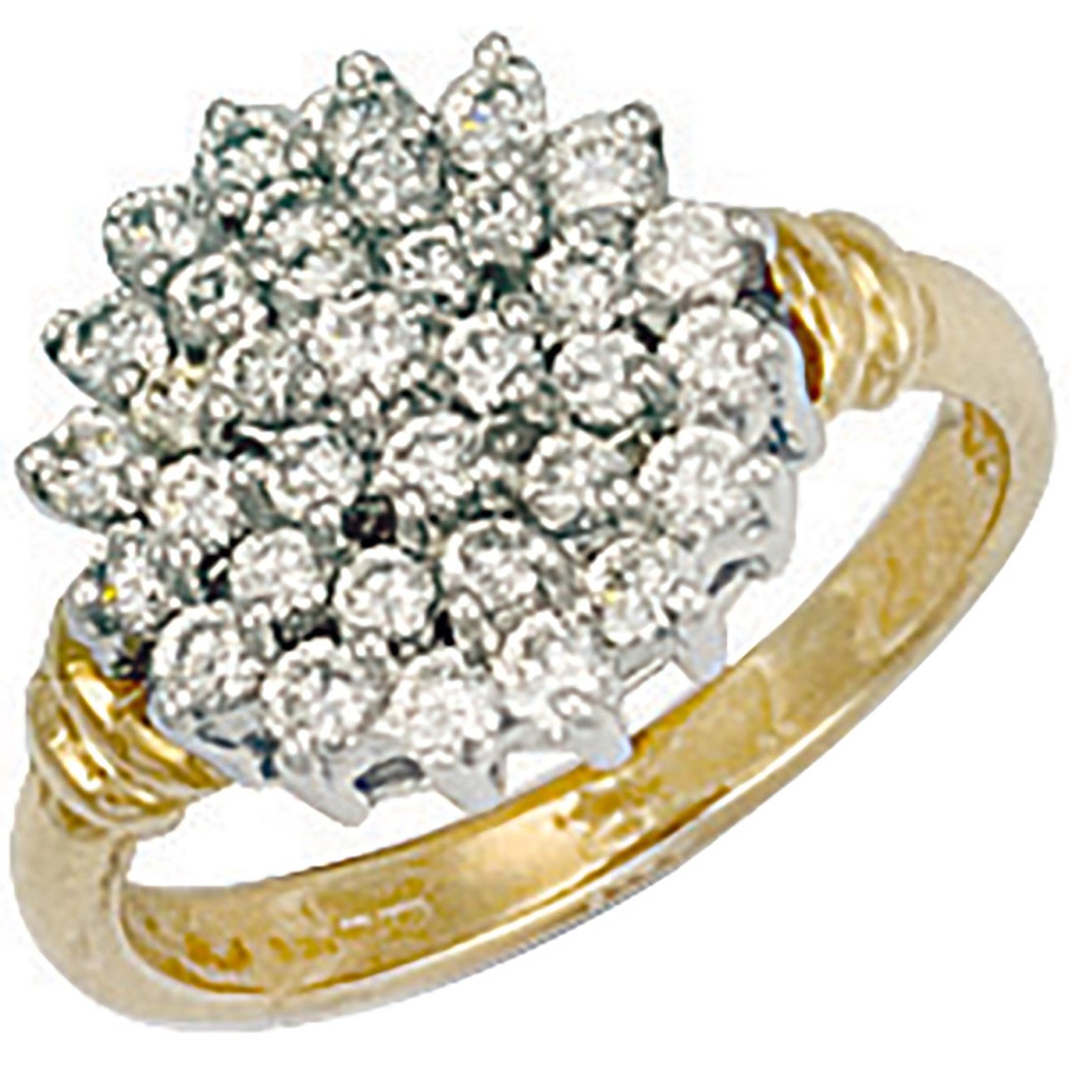9ct Yellow Gold CZ Cluster Ring – Radiant Elegance - Samuel Perry