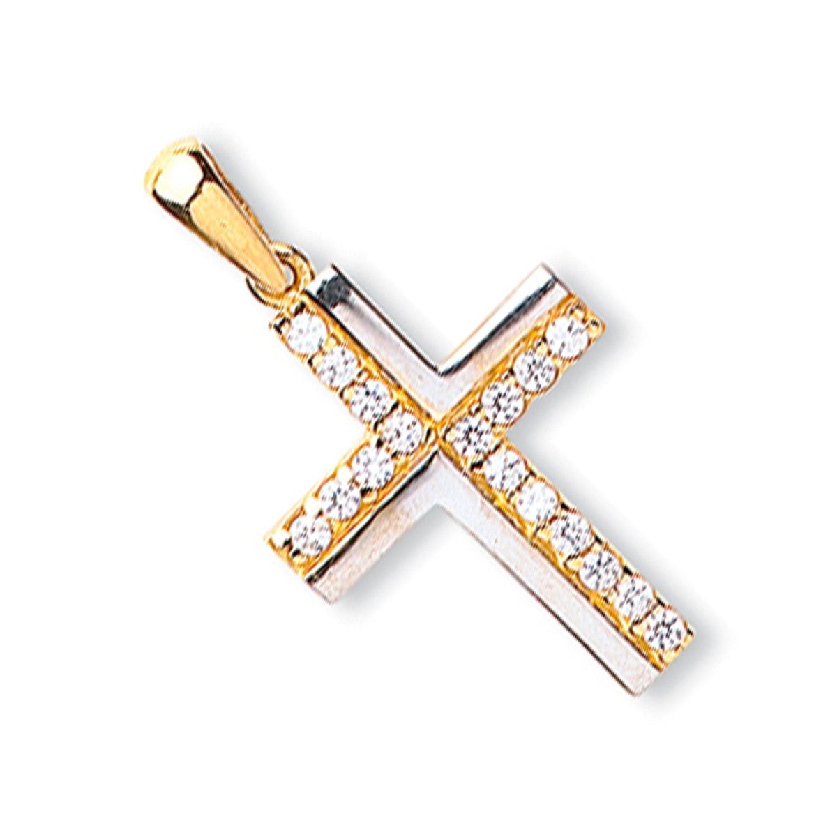 9ct Yellow Gold CZ Cross Pendant – Radiant Faith - Samuel Perry