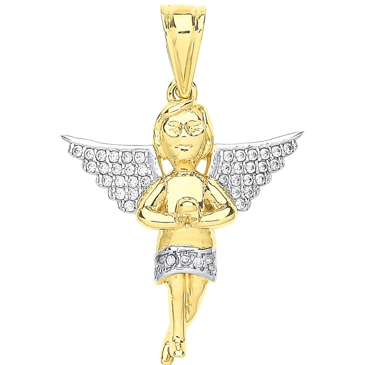 9ct Yellow Gold CZ Praying Angel Pendant – Divine Elegance - Samuel Perry