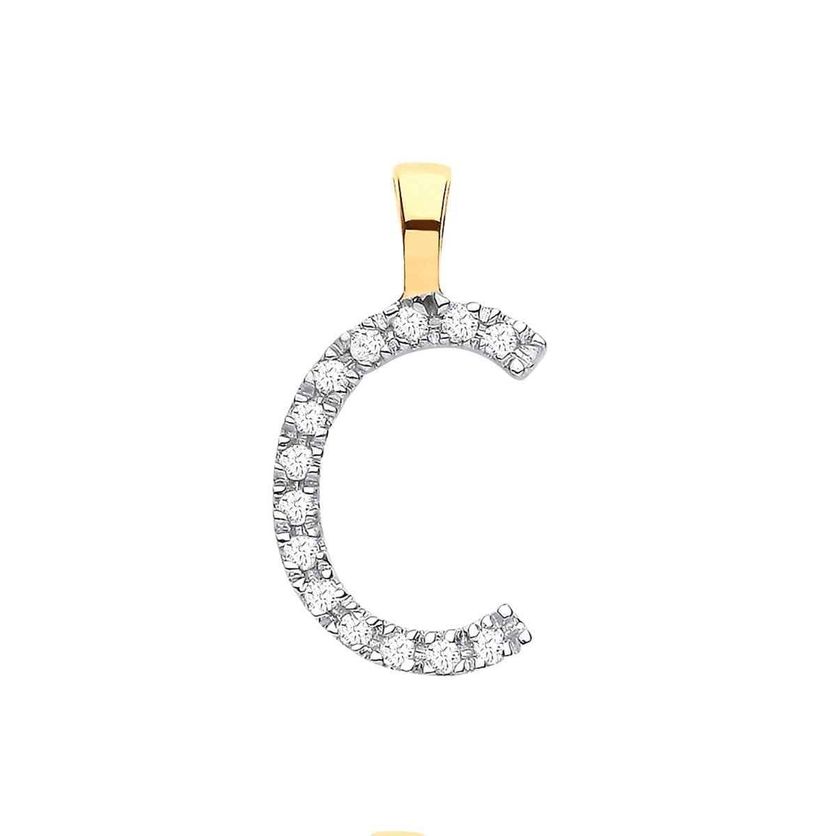 9ct Yellow Gold Diamond C Initial Pendant – Elegant Personalised Luxury - Samuel Perry