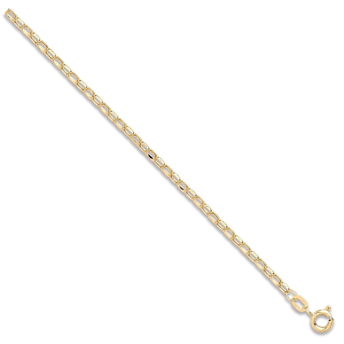9ct Yellow Gold Diamond Cut Belcher Anklet - Samuel Perry