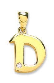 9ct Yellow Gold Diamond D Initial Pendant - Samuel Perry