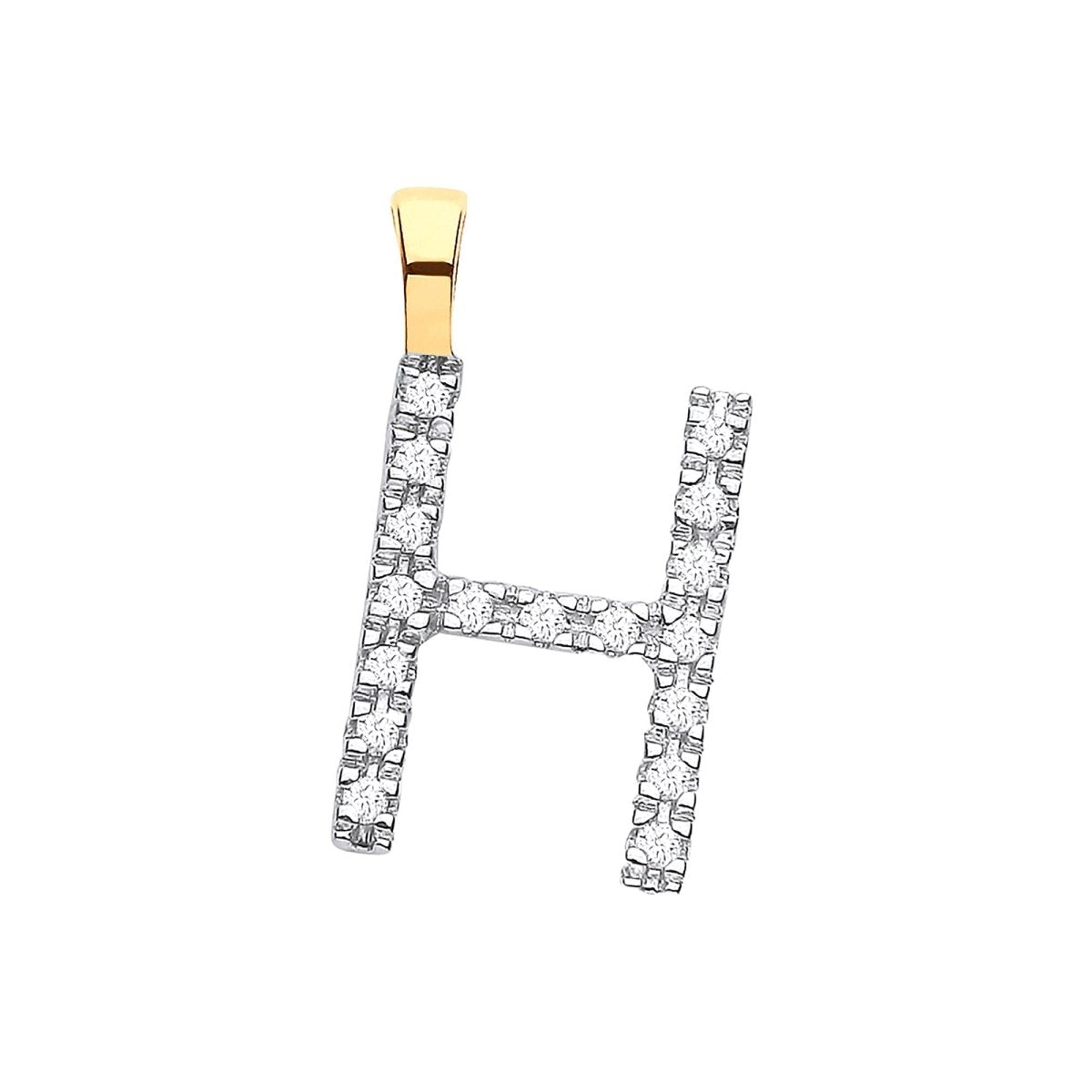 9ct Yellow Gold Diamond H Initial Pendant – Personalised – Samuel