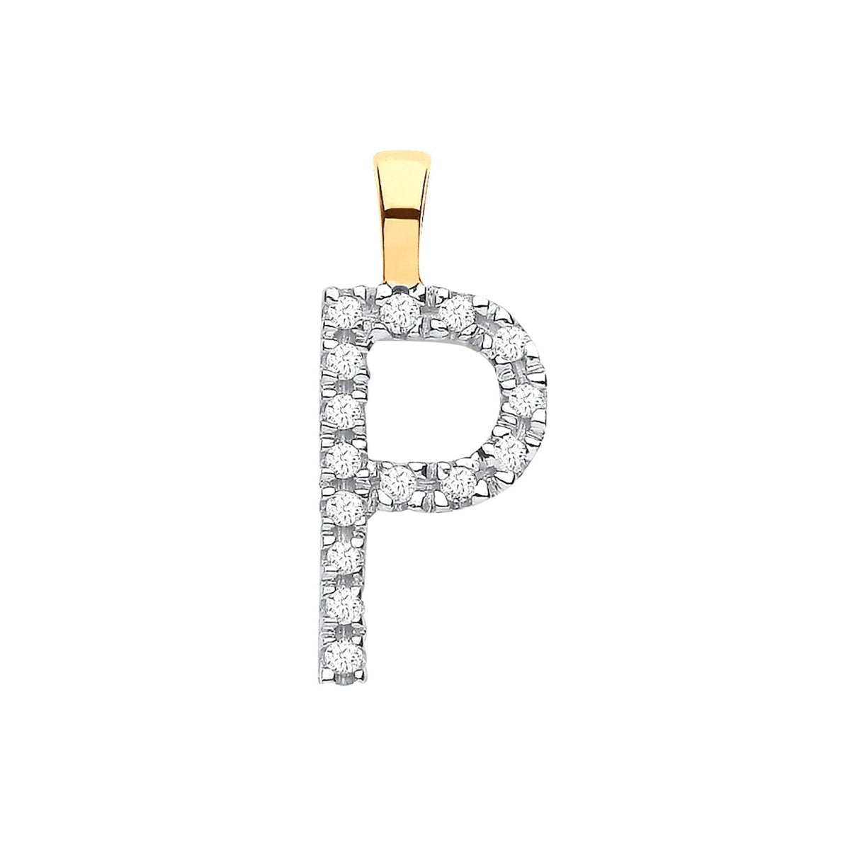 9ct Yellow Gold Diamond P Initial Pendant – 0.05ct Brilliant Diamond - Samuel Perry