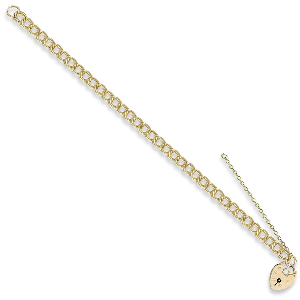 9ct Yellow Gold Double Link Curb Padlock Bracelet - Classic - Samuel Perry