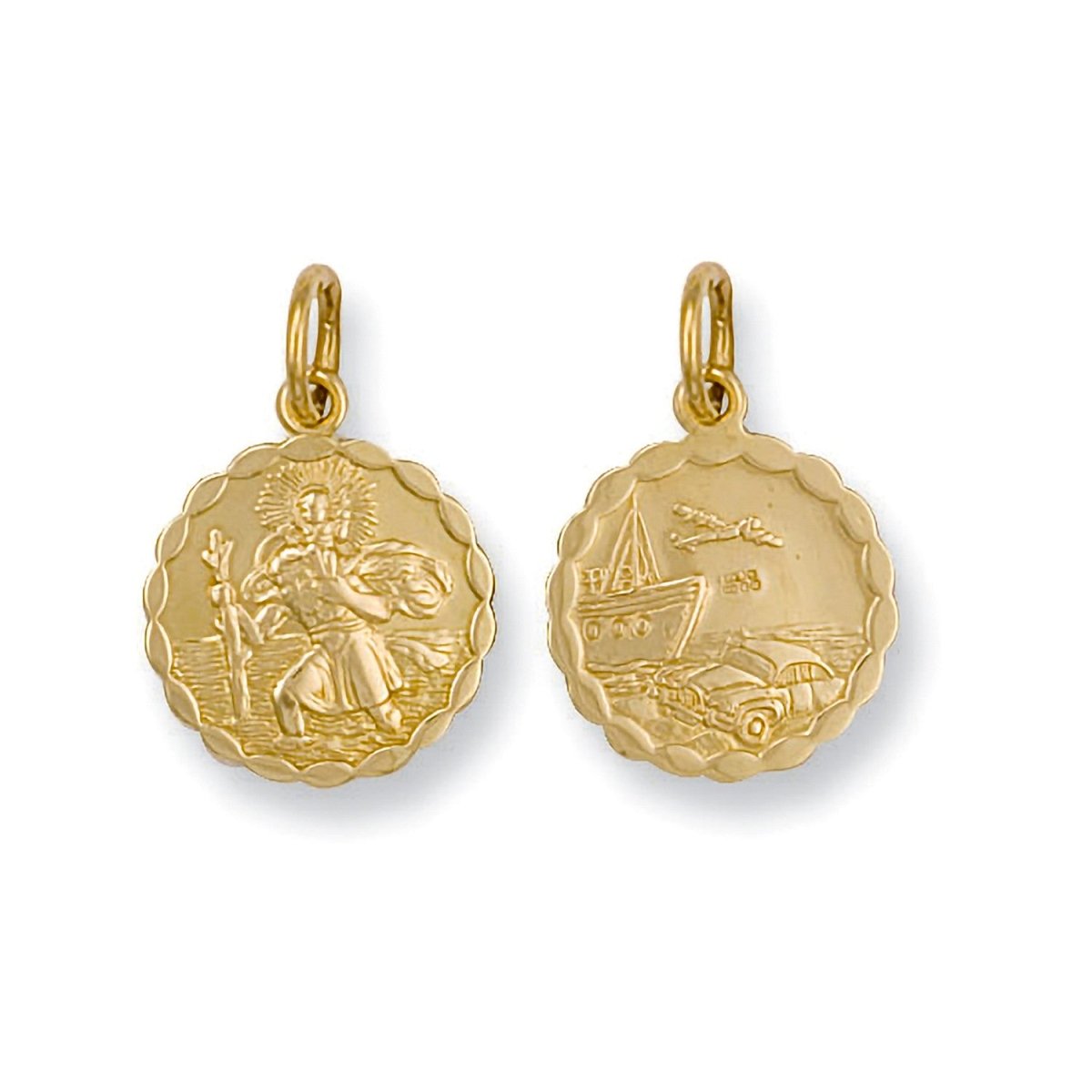 9ct Yellow Gold Double - Sided Fancy St Christopher Pendant – Elegant Protection - Samuel Perry