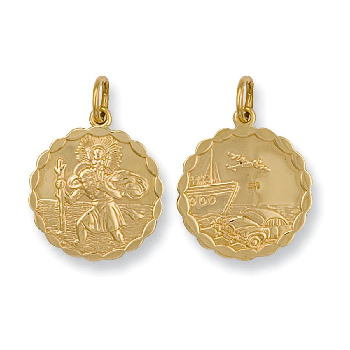 9ct Yellow Gold Double - Sided Fancy St Christopher Pendant – Protective Luxury - Samuel Perry