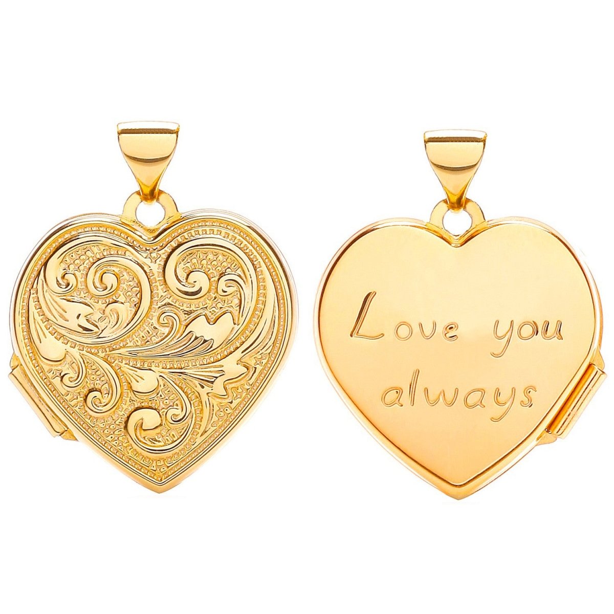 9ct Yellow Gold Double - Sided Heart Locket – Love You Engraved - Samuel Perry