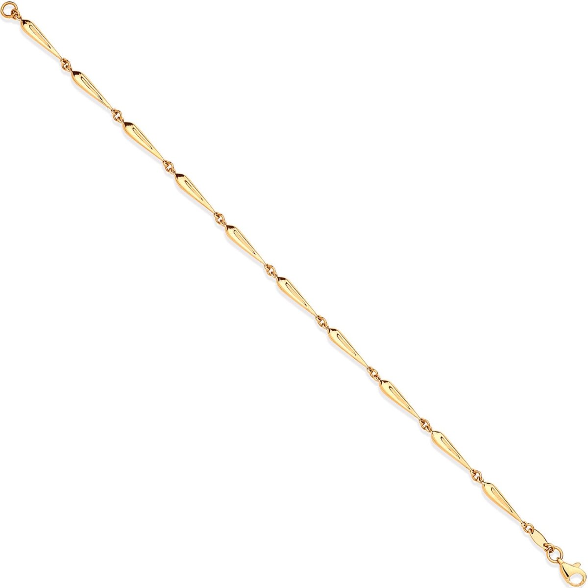 9ct Yellow Gold Elongated Teardrop Link Ladies Bracelet - Samuel Perry