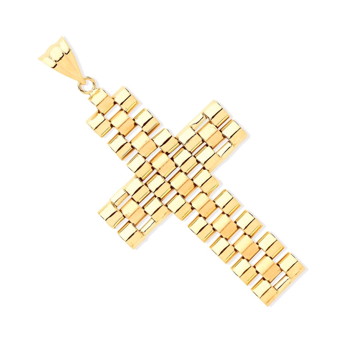 9ct Yellow Gold Fancy Link Large Cross – Bold & Luxurious - Samuel Perry
