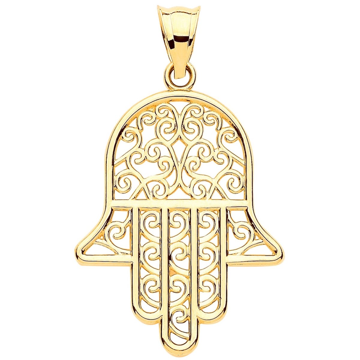 9ct Yellow Gold Filigree Hamsa Pendant – Elegant & Meaningful - Samuel Perry