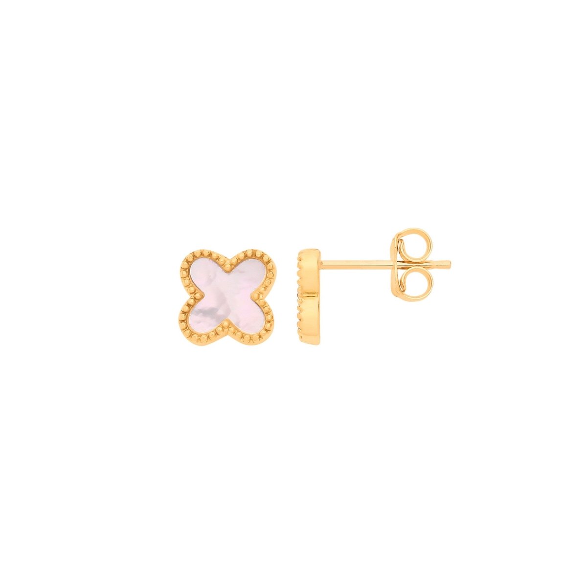 9ct Yellow Gold Four Leaf Clover Stud Earrings - Samuel Perry