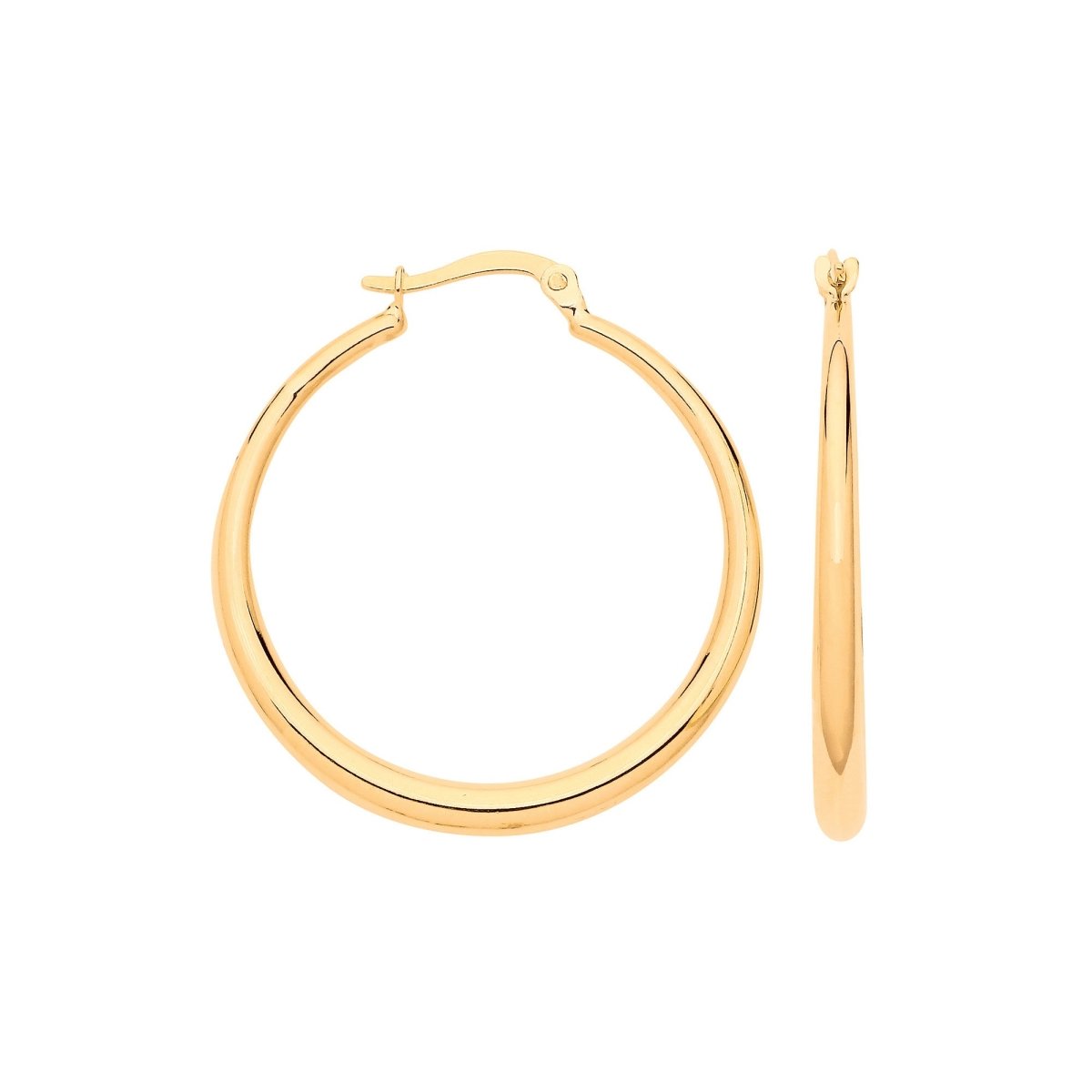 9ct Yellow Gold Graduated Curve Hollow Hoop Earrings - Samuel Perry