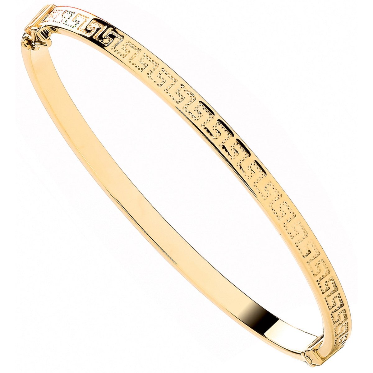 9ct Yellow Gold Greek Key 4.2mm Ladies Bangle – Timeless – Samuel Perry