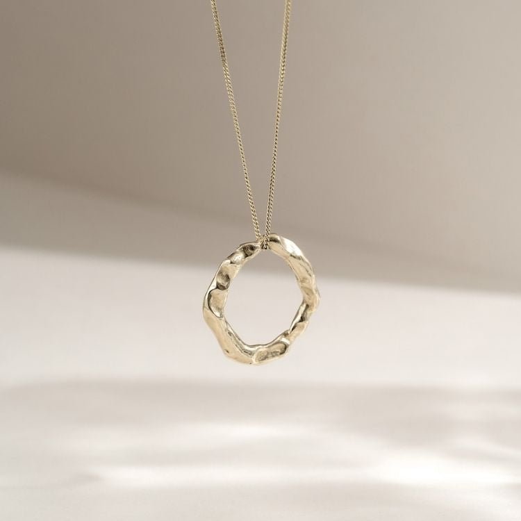 9ct Yellow Gold Halo Pendant - Medium - Samuel Perry
