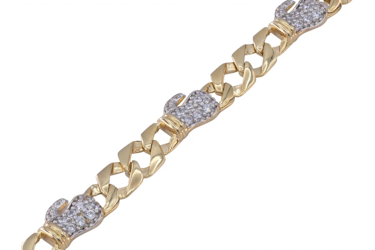 9ct Yellow Gold Heart CZ Baby Bracelet - Samuel Perry