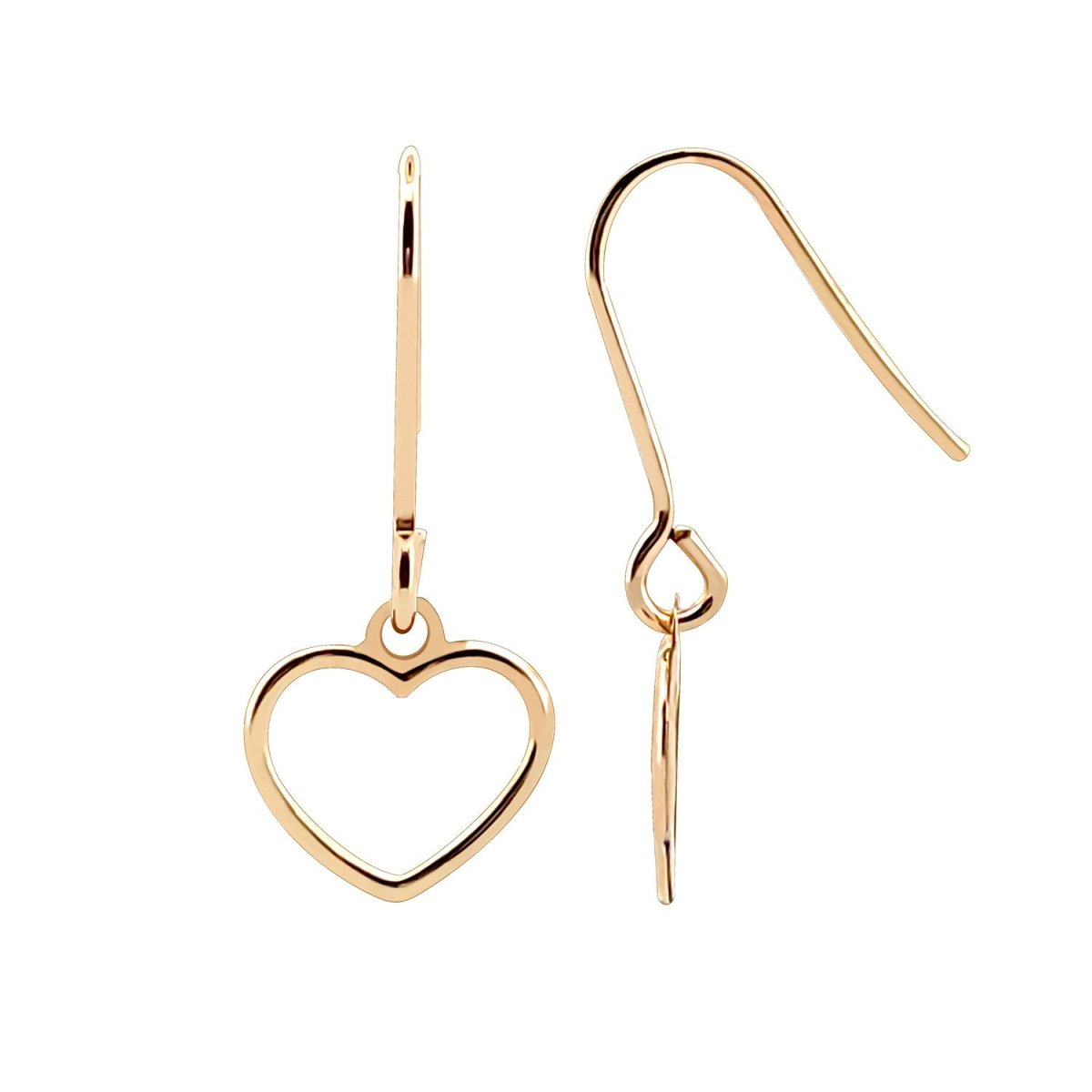 9ct Yellow Gold Heart Drop Stud Earrings - Samuel Perry