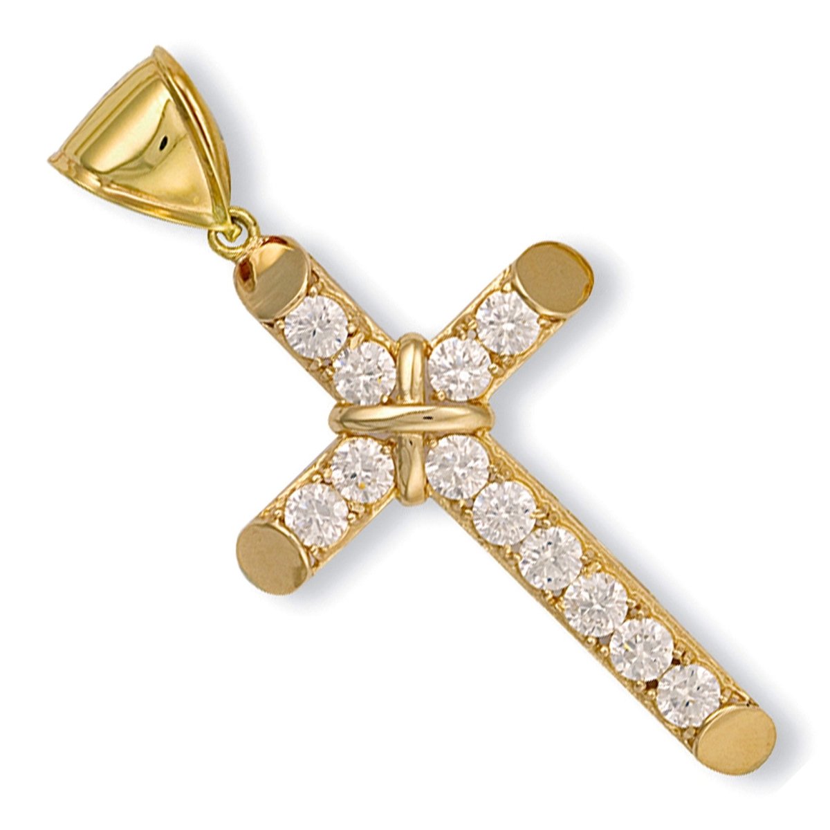 9ct Yellow Gold Large Claw Set CZ Cross – Bold & Brilliant - Samuel Perry