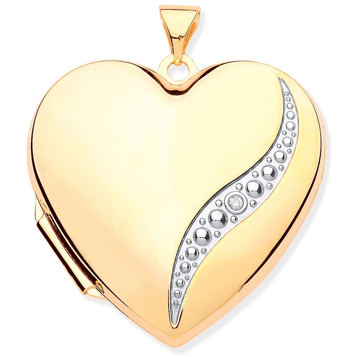 9ct Yellow Gold Large Heart Locket with Diamond – Elegant & Sentimental - Samuel Perry