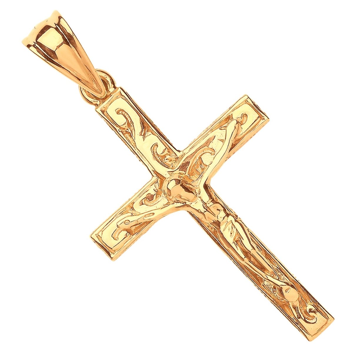 9ct Yellow Gold Large Ornate Crucifix - Samuel Perry