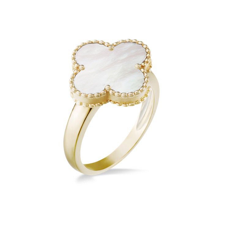 9ct Yellow Gold MOP Clover Ladies Ring - Samuel Perry